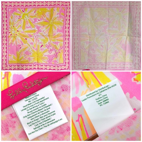 🌞 Lilly Pulitzer, "Be The Sunshine" Bursting Floral Bandana Scarf - Picture 16 of 16